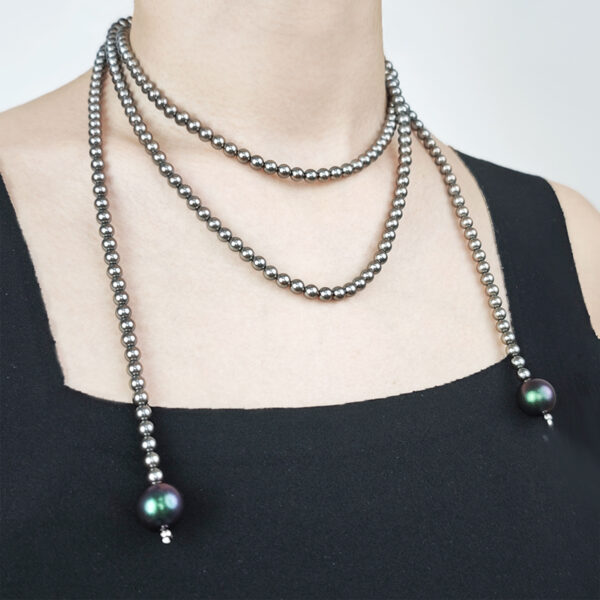 6541  Crystal Pearl Necklace #JL01-JYJ111615D/GREY - Image 3