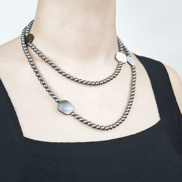 6541  Crystal pearl natural black shell Necklace #JL01-JYJ111627 - Image 3