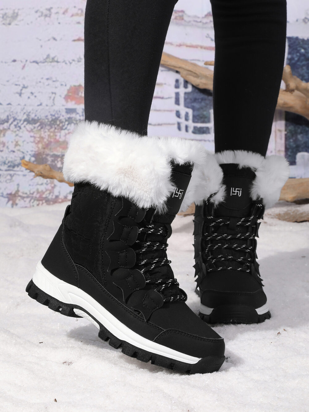 Winter warm and velvet snow boots women's non-slip waterproof thick sole fashion cotton boots #JL07-8829黑色/8829白色 - Image 11