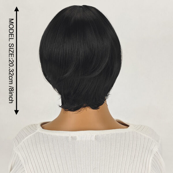 6541  8 inch Straight Short Bob Hair Flat Bangs Cute Central Dot Skin Top Heat Resistant Synthetic Wigs #JL01-SUE-15-1B/SUE-15-6H - Image 3