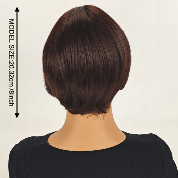 6541  8 inch Straight Short Bob Hair Flat Bangs Cute Central Dot Skin Top Heat Resistant Synthetic Wigs #JL01-SUE-15-1B/SUE-15-6H - Image 4