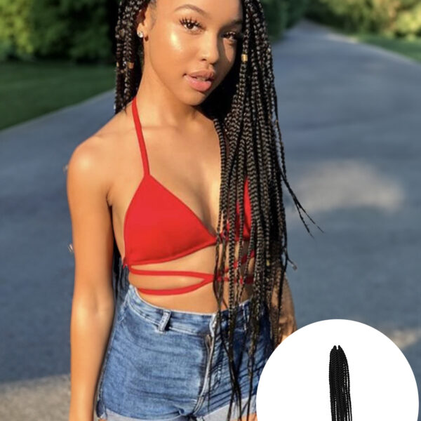 6541  4X EZ SENEGALESE BRAID16 Long Crochet braid synthetic  hairstyle black burgundy brown  ladies box braid crochet hair-16 inch -1Pack*80Strands，Available in black, burgundy, and brown shades #JL01-LY-952-1/LY-952-1B/LY-952-2 - Image 3