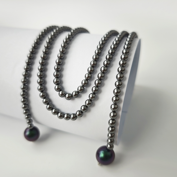 6541  Crystal Pearl Necklace #JL01-JYJ111615D/GREY - Image 6