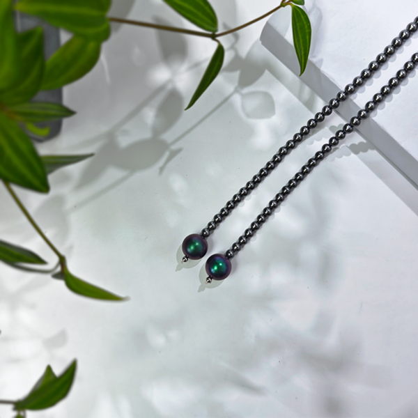 6541  Crystal Pearl Necklace #JL01-JYJ111615D/GREY - Image 7