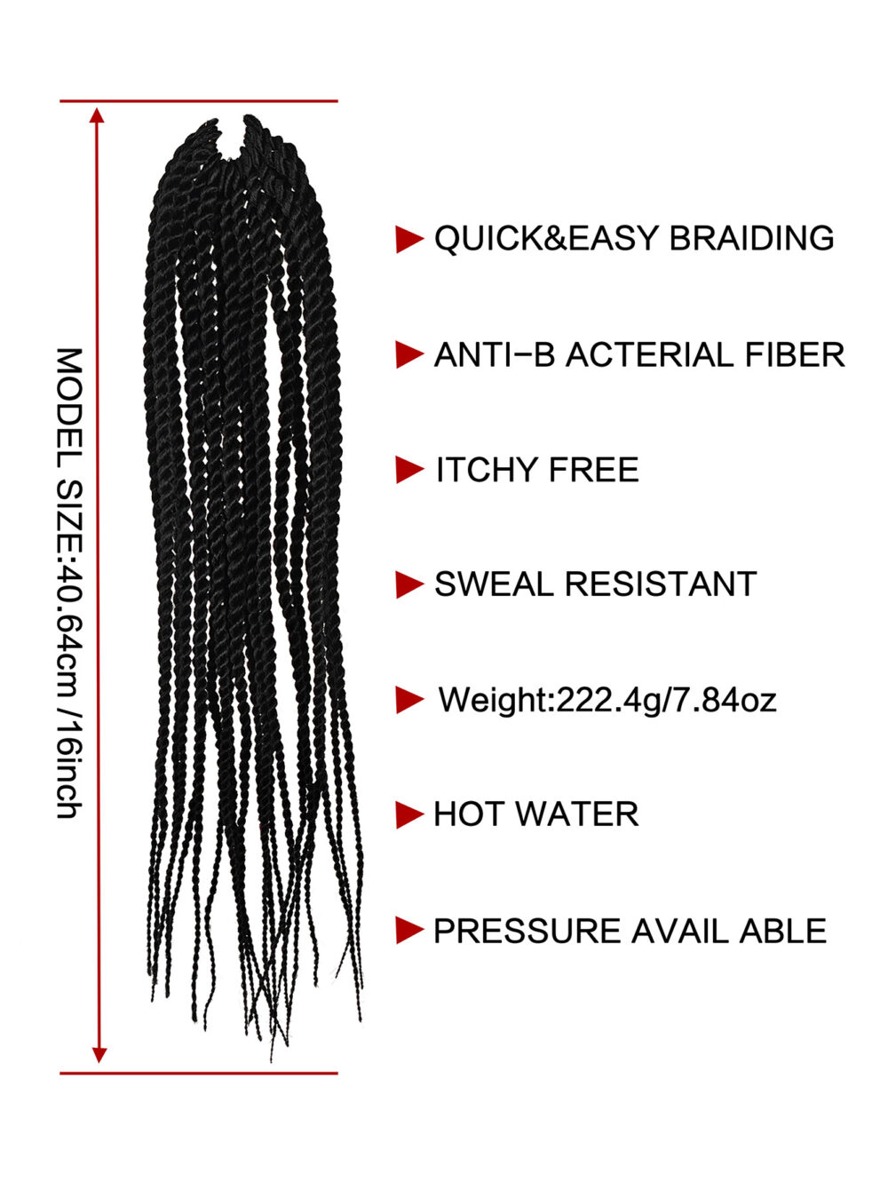 6541  4X EZ SENEGALESE BRAID16 Long Crochet braid synthetic  hairstyle black burgundy brown  ladies box braid crochet hair-16 inch -1Pack*80Strands，Available in black, burgundy, and brown shades #JL01-LY-952-1/LY-952-1B/LY-952-2 - Image 4
