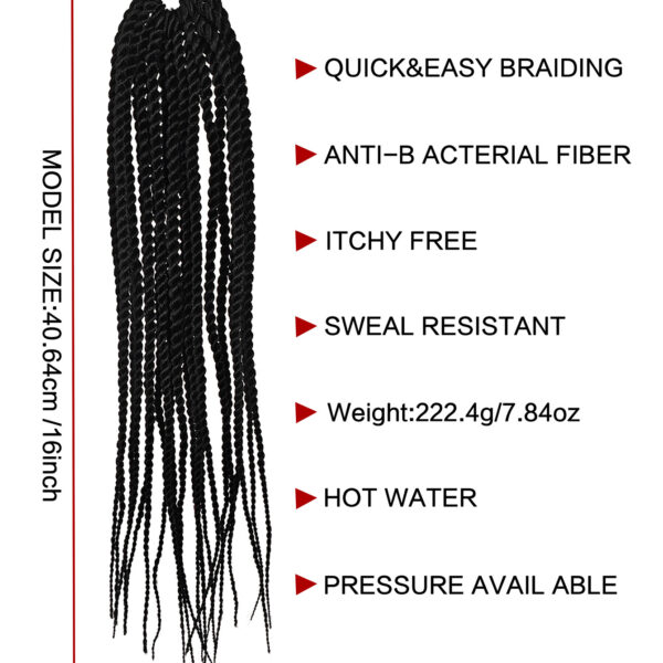 6541  4X EZ SENEGALESE BRAID16 Long Crochet braid synthetic  hairstyle black burgundy brown  ladies box braid crochet hair-16 inch -1Pack*80Strands，Available in black, burgundy, and brown shades #JL01-LY-952-1/LY-952-1B/LY-952-2 - Image 4