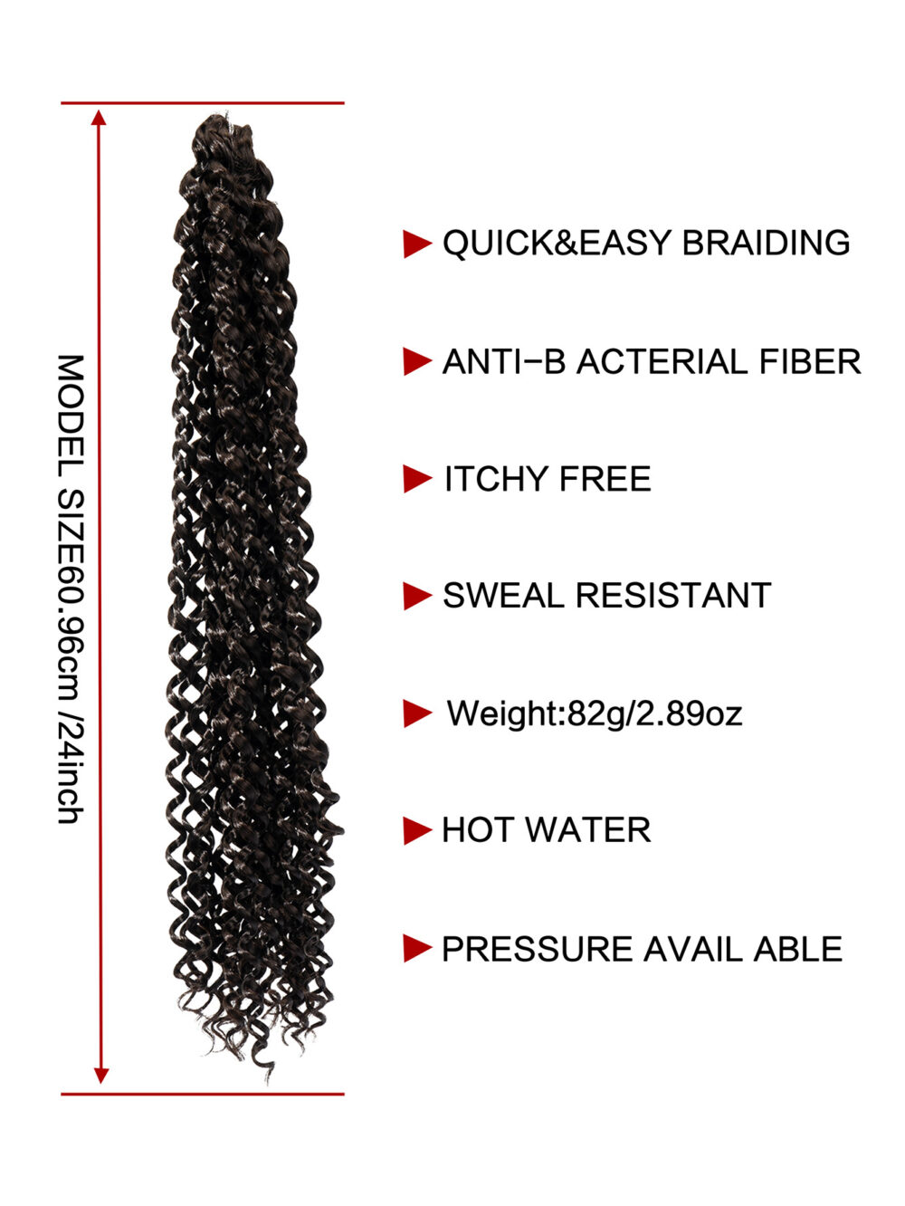6541  Passion Twist Crochet Hair Water Wave  Crochet Hair for Faux Locs Spring Twist Synthenic Braiding Hair Extension WATER WAVE 24" #JL01-WATER WAVE BRAID 24"-4 - Image 2