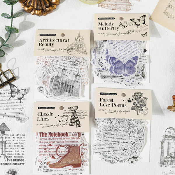 Tuscan Night Series and paper (Japanese paper) stickers - with adhesive backing #JL01-JH-TSKNYW-F/JH-TSKNYW-Y/JH-TSKNYW-S/JH-TSKNYW-J