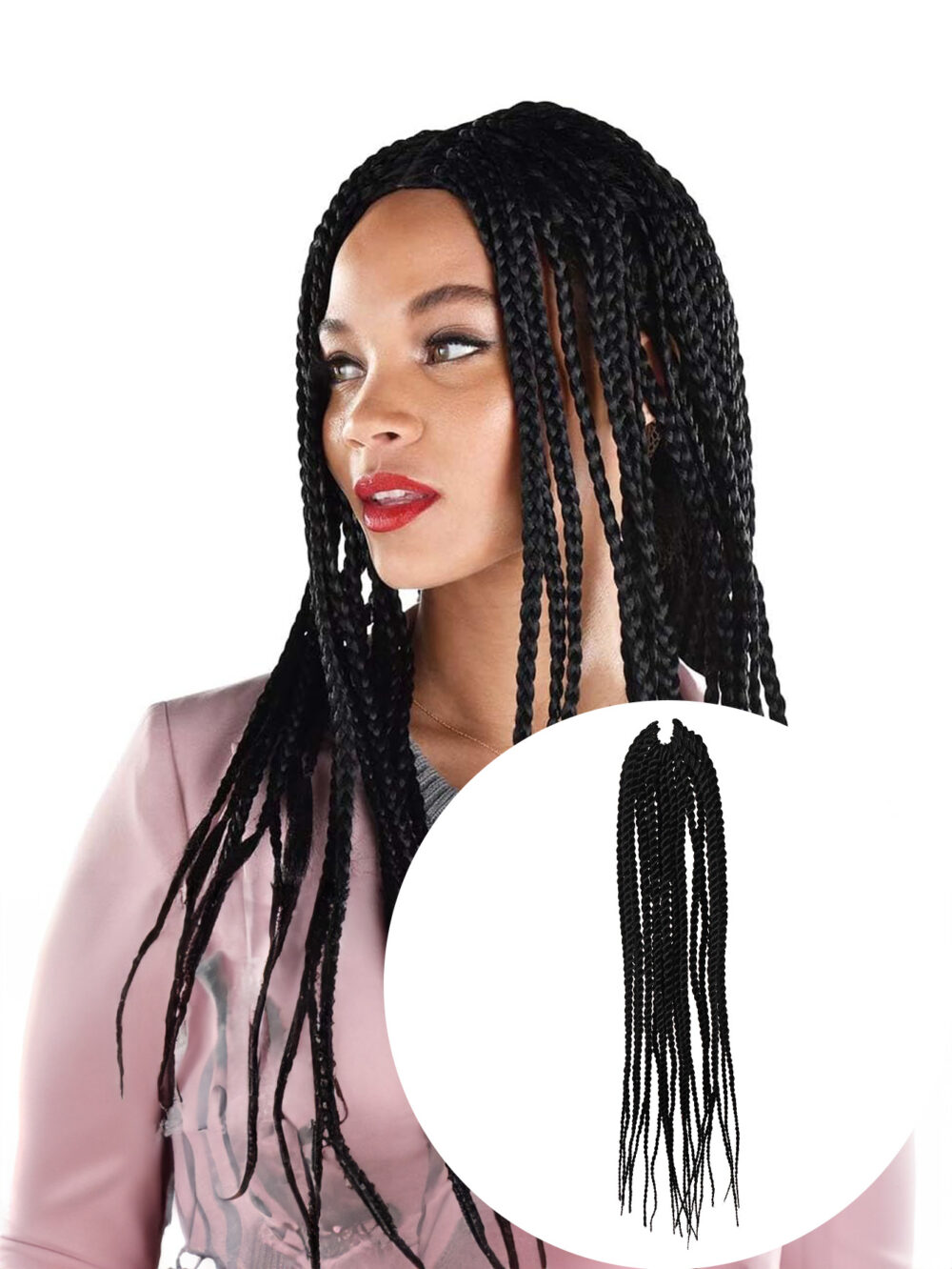 6541  4X EZ SENEGALESE BRAID16 Long Crochet braid synthetic  hairstyle black burgundy brown  ladies box braid crochet hair-16 inch -1Pack*80Strands，Available in black, burgundy, and brown shades #JL01-LY-952-1/LY-952-1B/LY-952-2