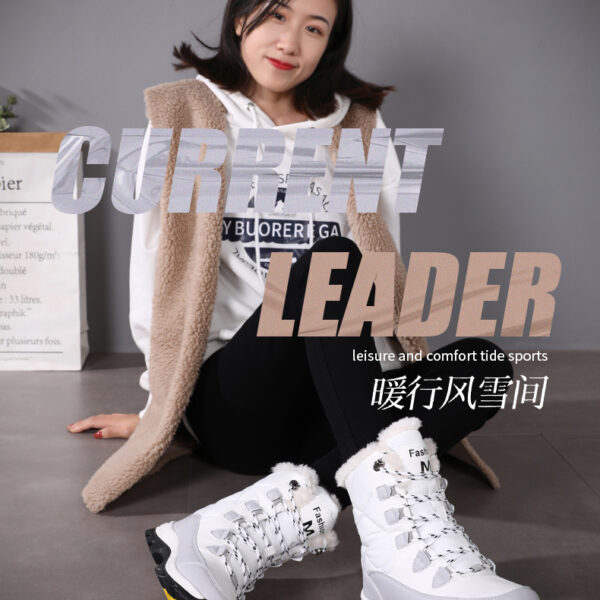 Winter cashmere warm snow boots women's non-slip waterproof thick sole fashion cotton boots #JL07-S913黑色/S913白色 - Image 3