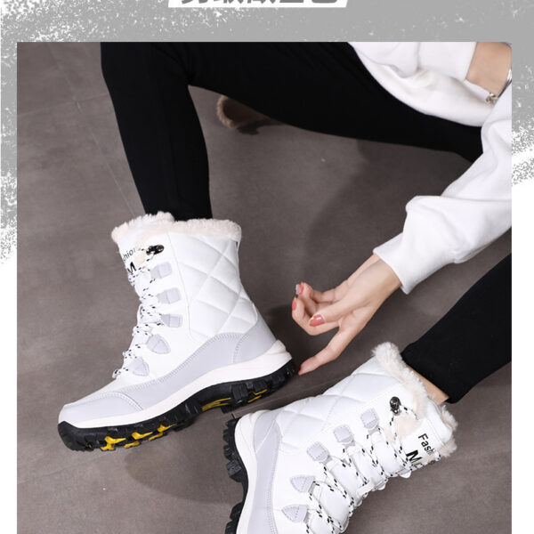 Winter cashmere warm snow boots women's non-slip waterproof thick sole fashion cotton boots #JL07-S913黑色/S913白色 - Image 4
