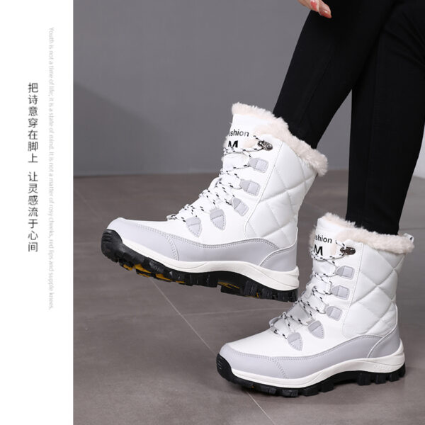 Winter cashmere warm snow boots women's non-slip waterproof thick sole fashion cotton boots #JL07-S913黑色/S913白色 - Image 11