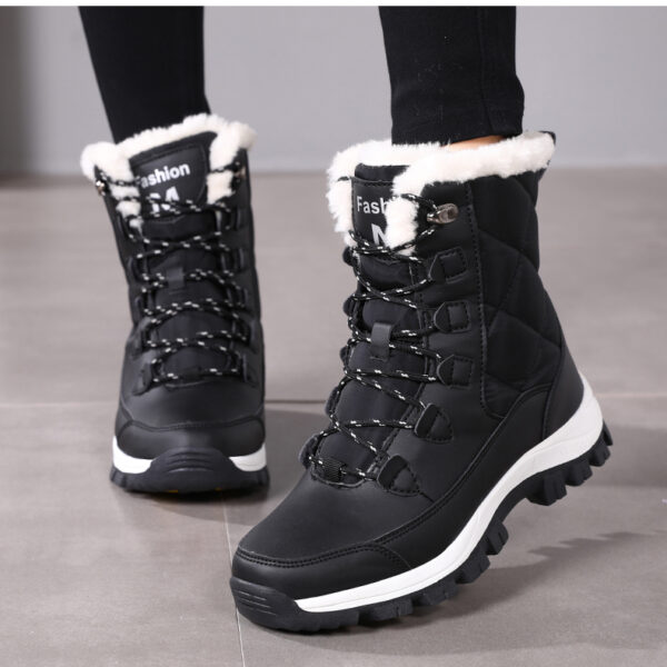 Winter cashmere warm snow boots women's non-slip waterproof thick sole fashion cotton boots #JL07-S913黑色/S913白色 - Image 13