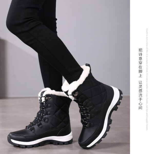 Winter cashmere warm snow boots women's non-slip waterproof thick sole fashion cotton boots #JL07-S913黑色/S913白色 - Image 14