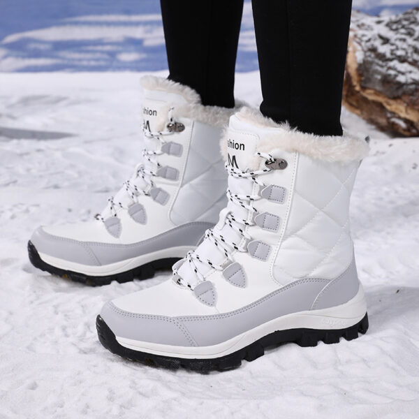 Winter cashmere warm snow boots women's non-slip waterproof thick sole fashion cotton boots #JL07-S913黑色/S913白色 - Image 17