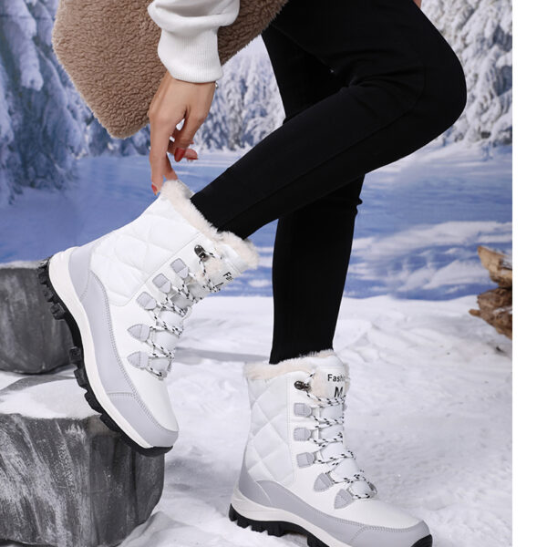 Winter cashmere warm snow boots women's non-slip waterproof thick sole fashion cotton boots #JL07-S913黑色/S913白色 - Image 18
