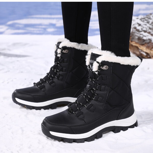Winter cashmere warm snow boots women's non-slip waterproof thick sole fashion cotton boots #JL07-S913黑色/S913白色 - Image 19