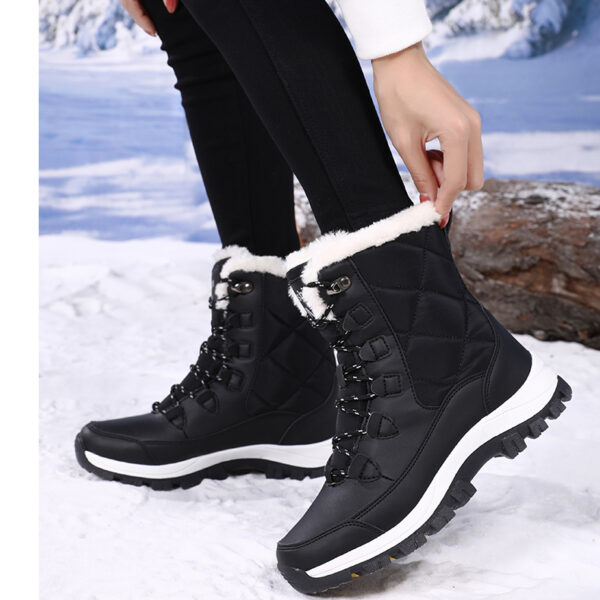 Winter cashmere warm snow boots women's non-slip waterproof thick sole fashion cotton boots #JL07-S913黑色/S913白色 - Image 20