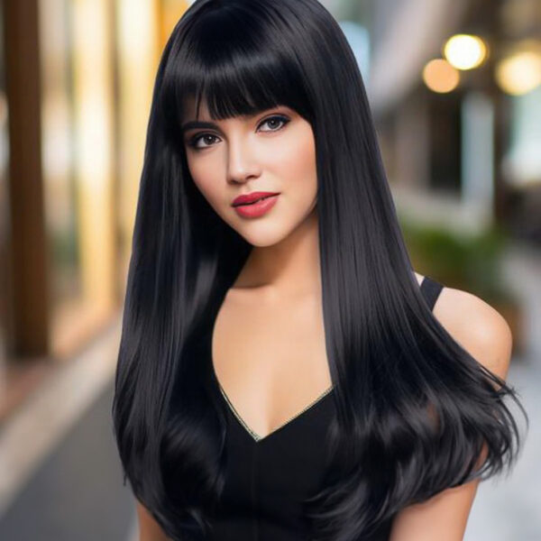 6541  Medium-length wavy straight hair fully machine-made wig，26 inches Heat-resistant fiber high-temperature silk wig，dyeable and soupable bangs synthetic wig #JL01-SUE-14-1B/SUE-14-6H