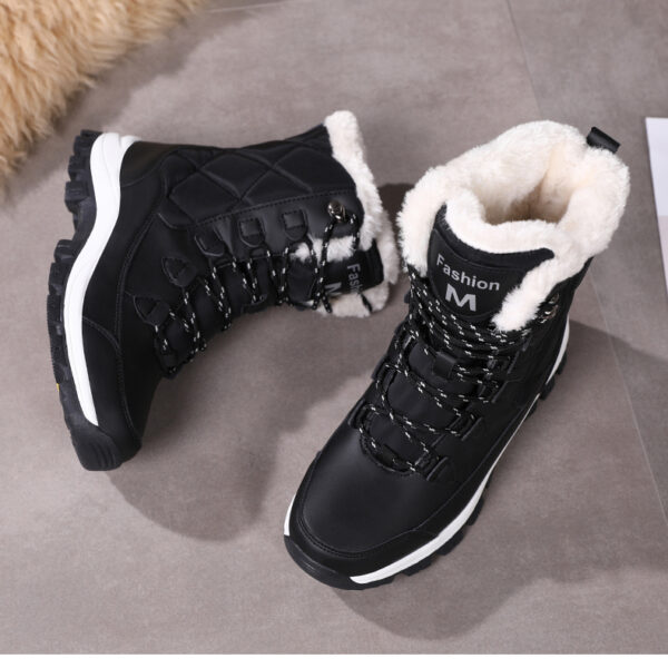 Winter cashmere warm snow boots women's non-slip waterproof thick sole fashion cotton boots #JL07-S913黑色/S913白色