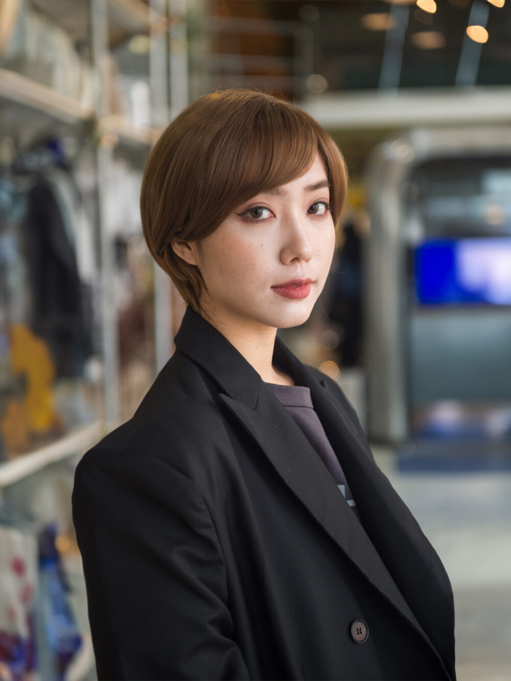 6541  8 inch Straight Short Bob Hair Flat Bangs Cute Central Dot Skin Top Heat Resistant Synthetic Wigs #JL01-SUE-15-1B/SUE-15-6H - Image 2
