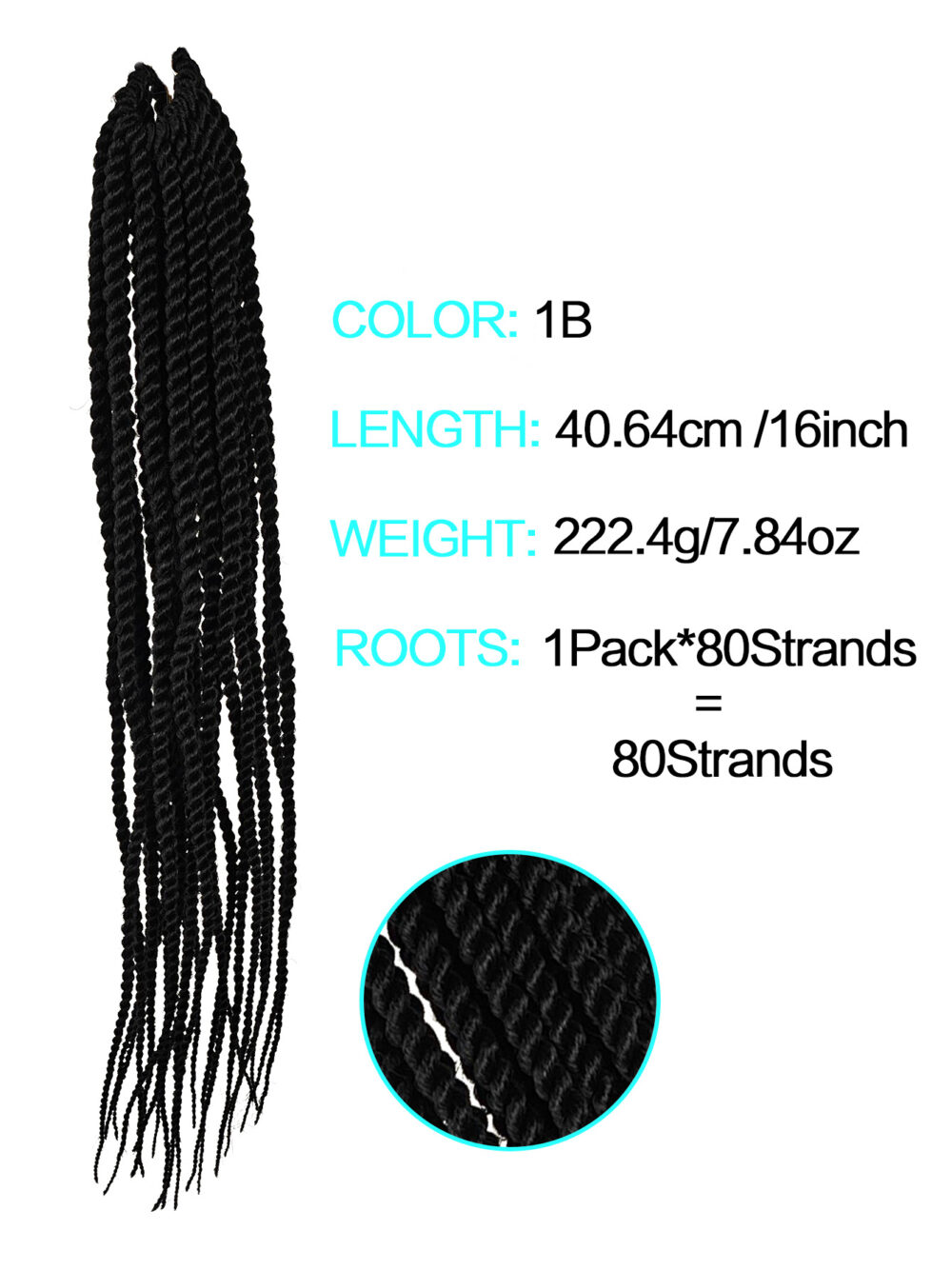 6541  4X EZ SENEGALESE BRAID16 Long Crochet braid synthetic  hairstyle black burgundy brown  ladies box braid crochet hair-16 inch -1Pack*80Strands，Available in black, burgundy, and brown shades #JL01-LY-952-1/LY-952-1B/LY-952-2 - Image 6