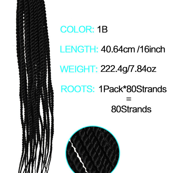 6541  4X EZ SENEGALESE BRAID16 Long Crochet braid synthetic  hairstyle black burgundy brown  ladies box braid crochet hair-16 inch -1Pack*80Strands，Available in black, burgundy, and brown shades #JL01-LY-952-1/LY-952-1B/LY-952-2 - Image 6