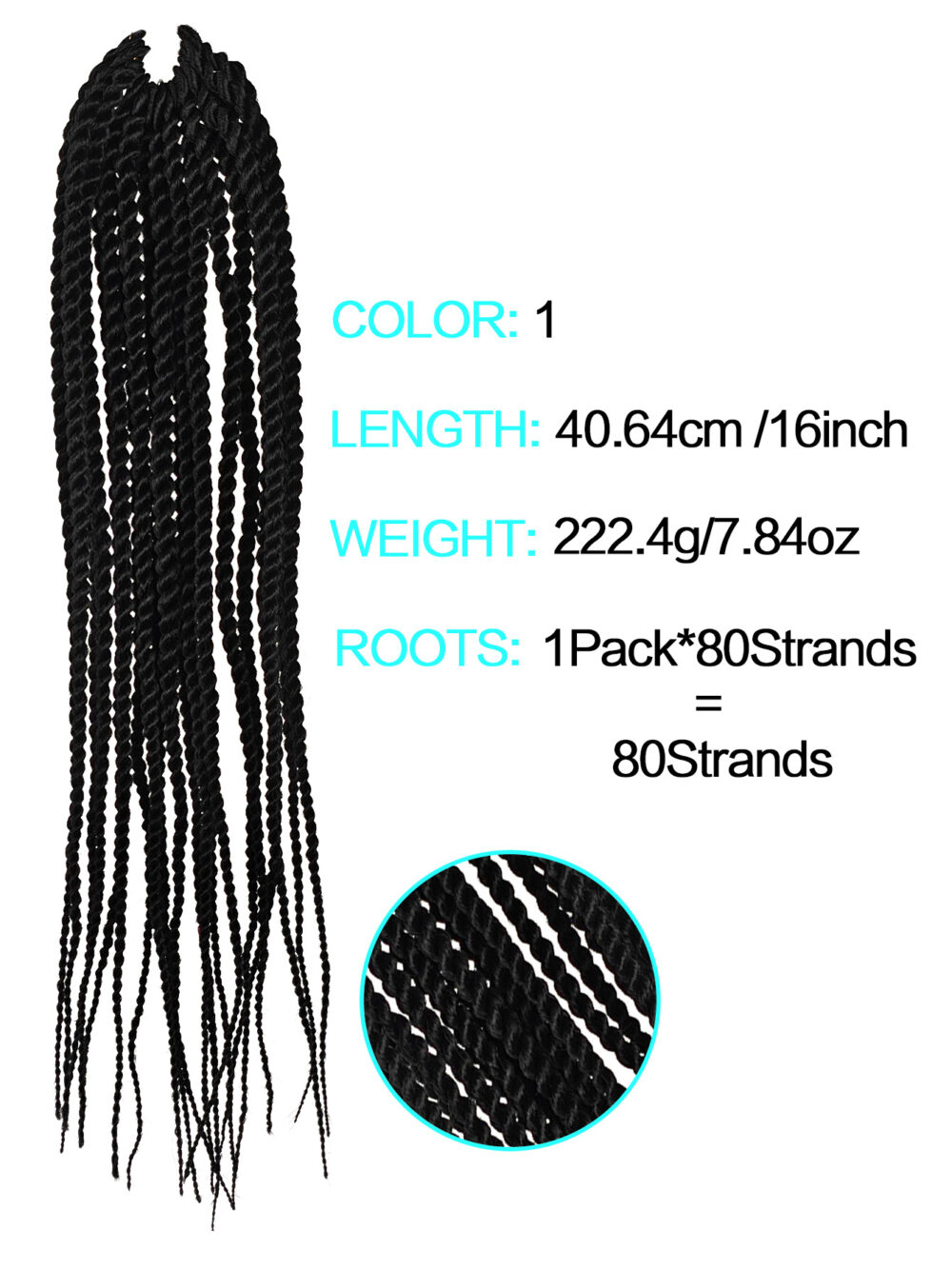 6541  4X EZ SENEGALESE BRAID16 Long Crochet braid synthetic  hairstyle black burgundy brown  ladies box braid crochet hair-16 inch -1Pack*80Strands，Available in black, burgundy, and brown shades #JL01-LY-952-1/LY-952-1B/LY-952-2 - Image 5
