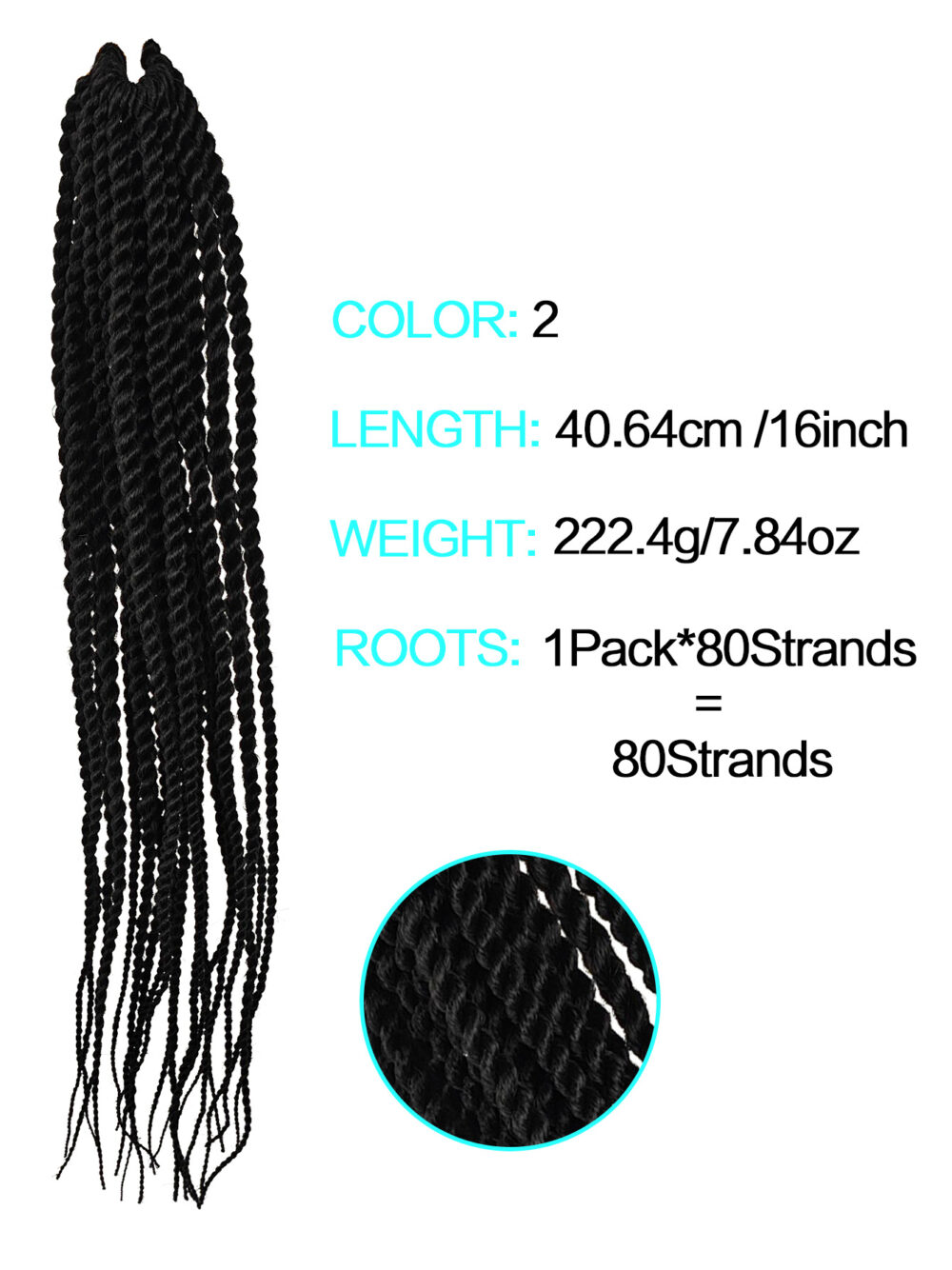 6541  4X EZ SENEGALESE BRAID16 Long Crochet braid synthetic  hairstyle black burgundy brown  ladies box braid crochet hair-16 inch -1Pack*80Strands，Available in black, burgundy, and brown shades #JL01-LY-952-1/LY-952-1B/LY-952-2 - Image 7