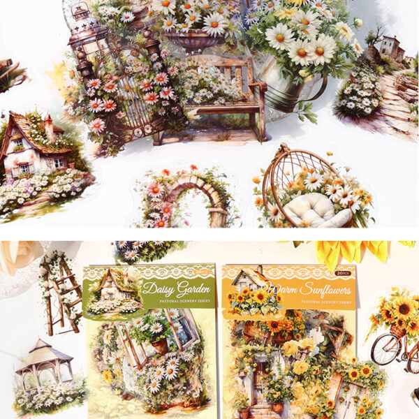 Pastoral Landscape Series with Adhesive Adhe sive Backed Retro art sticker #JL01-JH-TYFG-C/JH-TYFG-M/JH-TYFG-N/JH-TYFG-Z - Image 3
