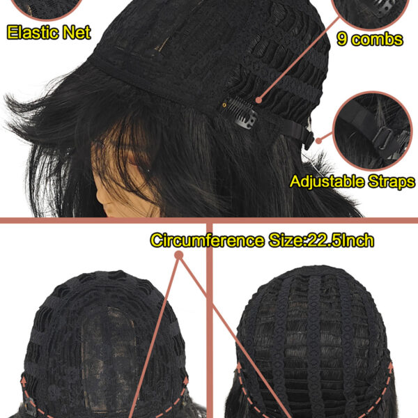 6541  Medium-length straight hair fully machined bangs wig，14 inches natural heat-resistant fiber high temperature silk wig，dyeable and permable bangs synthetic wig #JL01-SUE-16-1B/SUE-16-6H/SUE-16-SLV/PURPLE - Image 5