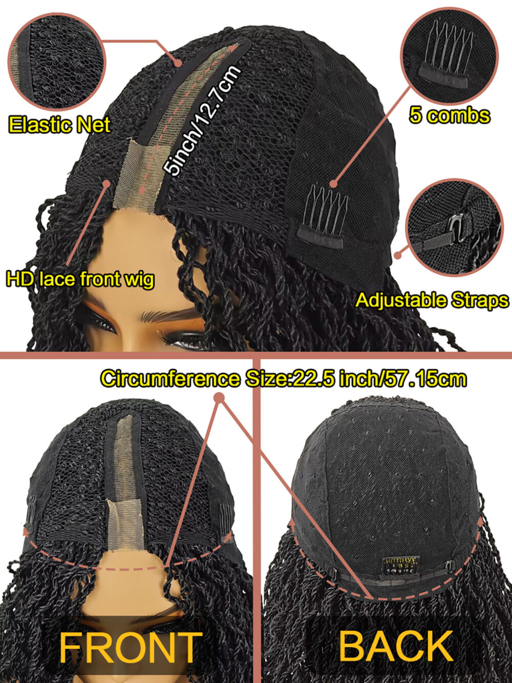 6541  Twist Box Braided Wigs for 5x1 Lace Front Wigs 28 Inch Bob Glueless Synthetic Mini Box Braided Wigs #JL01-588-1/588-2/588-613/588-HONEY - Image 10