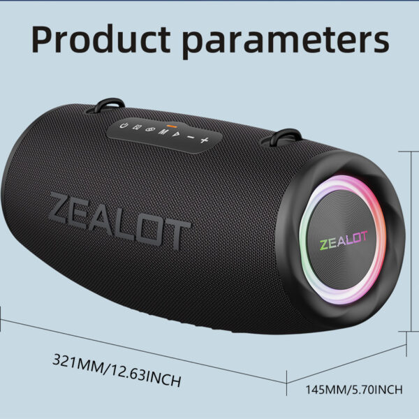 ZEALOT S87 80W Wireless Speakers - Waterproof IPX5, 24H Playtime, Dual Pairing, Portable for Outdoor, Camping, Home Entertainment #JL07-ZEALOT S87 HEI - Image 2