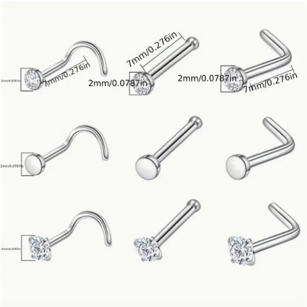 6541  Set of accessories: piercing needle, lip nail tool, eyebrow nail, horseshoe ring, vaginal ring, PA, breast ring, umbilical ring, puncture tool  JL01-BEGS26 - Image 5