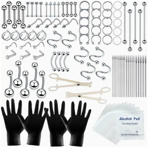 6541  Puncture kit accessories: Piercing needle, lip stud, eyebrow stud, horseshoe ring, vaginal ring, PA, breast ring, umbilical ring, puncture tool  JL01-BEGS20 - Image 2